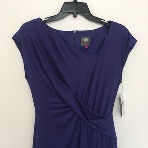 vince camuto asymmetrical neck sheath dress